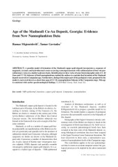 book Age of the Madneuli Cu-Au Deposit, Georgia: Evidence from New Nannoplankton Data