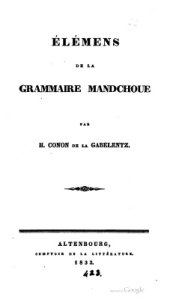 book Élements de la grammaire mandchoue