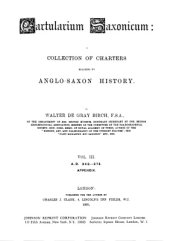 book Cartularium saxonicum: a collection of charters relating to Anglo-Saxon History