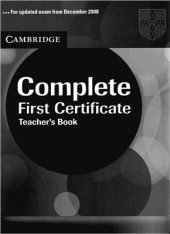 book Complete First Certificate Teacher's Book