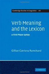 book Verb Meaning and the Lexicon: A First Phase Syntax