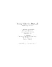 book Solving ODEs with MATLAB: Instructor’s Manual