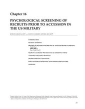 book Psychological screening of recruits prior to accession in the US Military