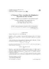 book Algorithm for diophantine equations in one variable. JSC 1999