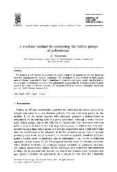 book Modular method for computing Galois groups of polynomials