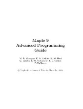 book Maple 9 advanced programming guide