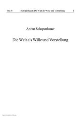 book Die Welt als Wille und Vorstellung