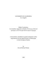 book Hittite vocabulary: An Anatolian Appendix to Buck's Dictionary of selected synonyms in the principal Indo-European languages