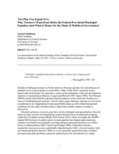 book Two Plus Two Equals Five: Why Toronto’s Waterfront Defies the Federal-Provincial-Municipal Equation (and What it Means for the Study of Multilevel Governance)