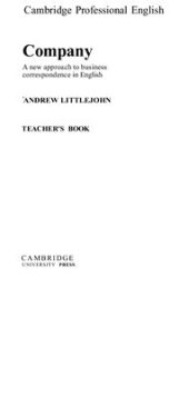 book Company to Company: A New Approach to Business Correspondence in English (Teacher's Book)