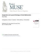 book Imagination and Layered Ontology in Greek Mathematics Reviel Netz