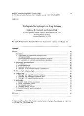book Biodegradable hydrogels in drug delivery