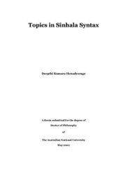 book Topics in Sinhala Syntax