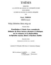 book Contribution à l´étude d´une cyanophycée Influence de divers facteurs physiques et chimiques sur la croissance et la photosynthése de Spirulina maxima Geitler