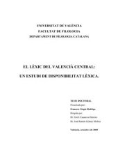 book El lèxic del Valencià central: un estudi de disponibilitat lèxica