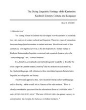 book The Dying Linguistic Heritage of the Kashmiris: Kashmiri Literary Culture and Language