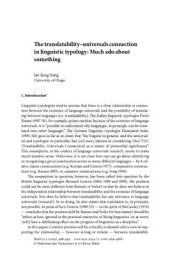 book The translatability-universals connection in linguistic typology: Much ado about something