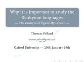 book Why it is important to study the Ryukyuan languages. The example of Ogami Ryukyuan