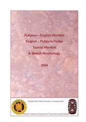 book Putijarra - English Wordlist. English - Putijarra Finder. Topical Wordlist & Sketch Morphology