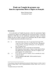 book Étude sur l’emploi du pronom en dans les expressions libres et figées en français