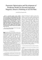 book Parameter optimization and development of prediction model for second generation magnetic abrasive polishing of AZ31B plate