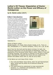 book Luther's 95 Theses: Disputation of Doctor Martin Luther on the Power and Efficacy of Indulgences