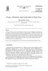 book Focus, obviation, and word order in East Cree