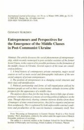 book Enterpreneurs and Perspectives for the Emergense or the middle classes in Post-Communist Ukraine