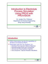 book Jungho Cho. Introduction to Electrolyte Process Simulation Using PRO/II with PROVISION