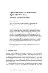 book Ergative/Absolutive and Active/Stative alignment in West Africa: The case of Southwestern Mande