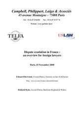 book Dispute resolution in France: an overview for foreign lawyers