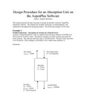 book Design Procedure for an Absorption Unit onthe AspenPlus Software