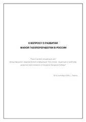 book К вопросу о развитии малой газопереработки в России