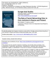 book The Role of Social Networking Sites in Civic Activism in Russia and Finland