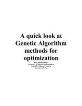 book A quick look at Genetic Algorithm methods for optimization