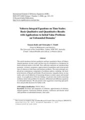 book Volterra Integral Equations on Time Scales: Basic Qualitative and Quantitative Results with Applications to Initial Value Problems on Unbounded Domains