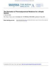 book The derivation of thermodynamical relations for a simple system