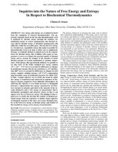 book Inquiries into the Nature of Free Energy and Entropy. In Respect to Biochemical Thermodynamics