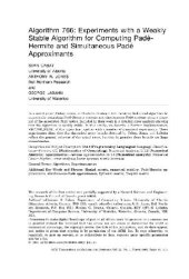 book Algorithm 766. Computing Pade-Hermite approximants