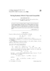 book Solving systems of polynomial inequalities. JSC 2000