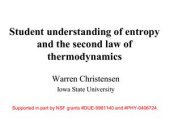 book Student understanding of entropy and the second law of thermodynamics