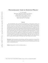 book Thermodynamic Limit in Statistical Physics
