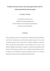 book Prediction of the reverberation time in rectangular rooms with non-uniformly distributed sound absorption