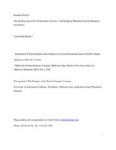 book The Missing Link of Jewish European Ancestry: Contrasting the Rhineland and the Khazarian Hypotheses