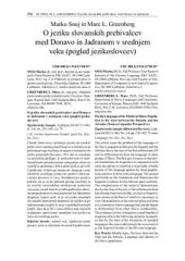book O jeziku slovanskih prebivalcev med Donavo in Jadranom v srednjem veku (pogled jezikoslovcev)