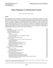 book Redox Regulation of Mitochondrial Function