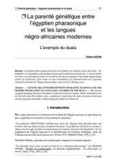 book La parenté génétique entre l'égyptien pharaonique et les langues négro-africaines modernes: l'exemple du duala
