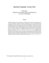 book Quantum Computing - Lecture Notes