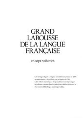 book Grand Larousse de la langue française. Tom 7 (Sus-Z)