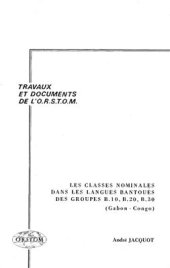 book Les classes nominales dans les langues bantoues des groupes B.10, B.20, B.30 (Gabon-Congo)